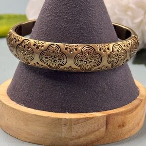 Gold Intricate Design Hinged Bracelet